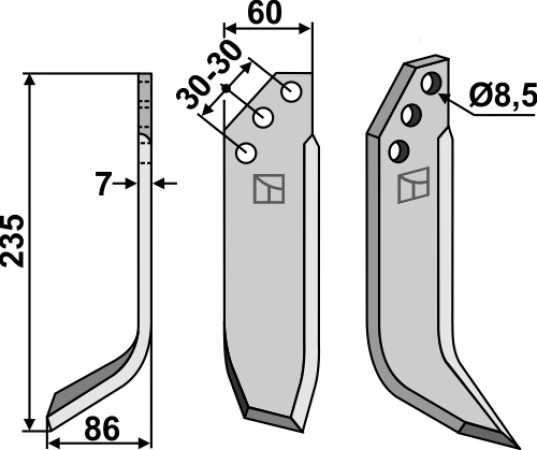 Fräsmesser 235x60mm, links
